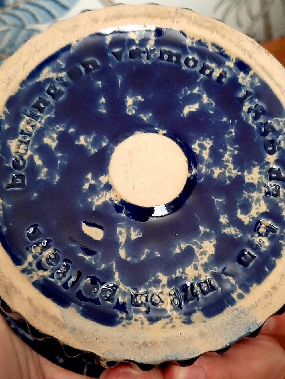 VTG Bennington Pottery Vermont Blue Agate Pattern 5.75" Ramekin Crock Bowl - Picture 3 of 4